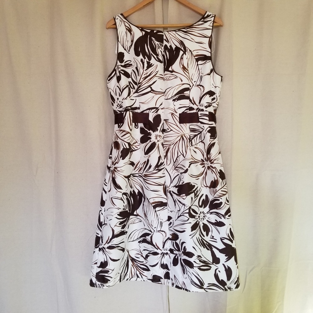 Dressbarn Floral Cocktail Dress White Brown 12 - Picture 8 of 8